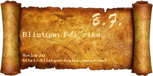 Blistyan Füzike névjegykártya