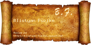 Blistyan Füzike névjegykártya